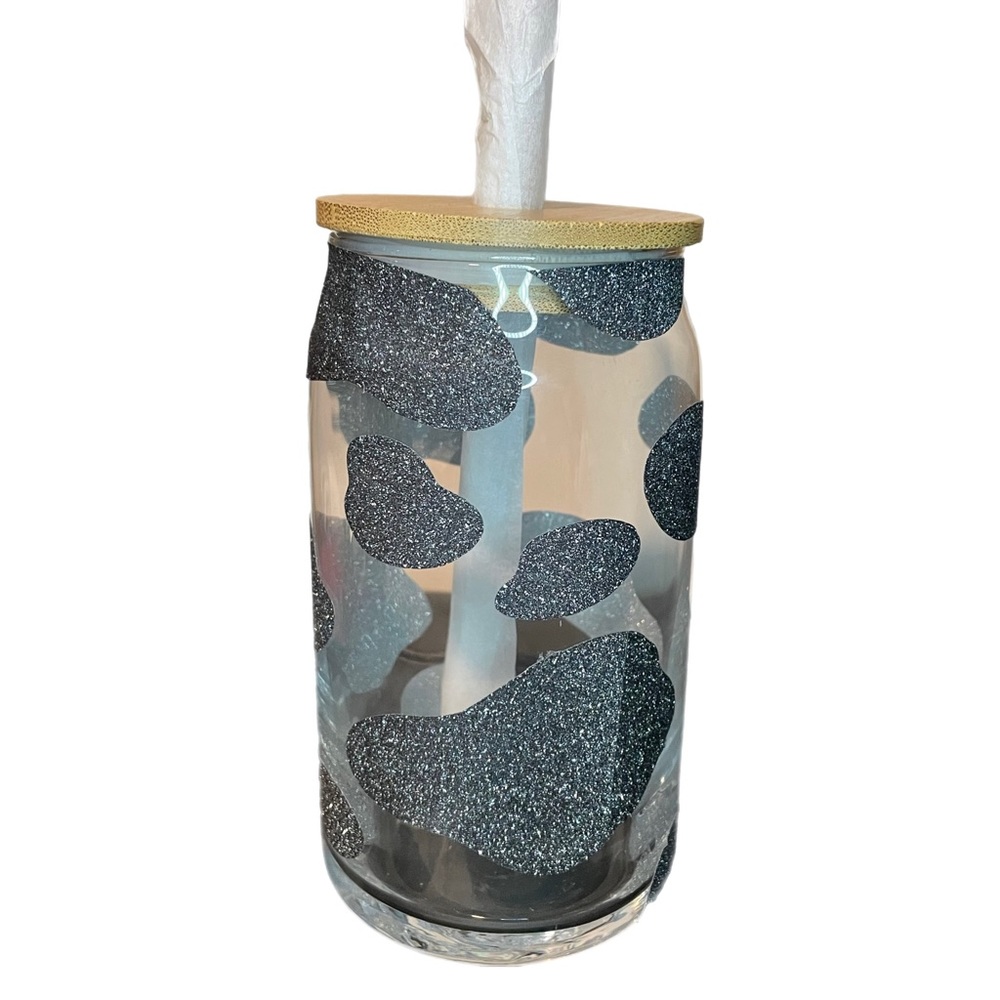 Cow Print Glass Cup